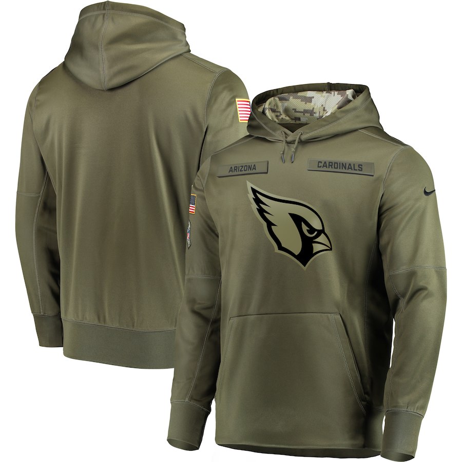 Men Arizona Cardinals Nike Olive Salute To Service KO Performance Hoodie Green